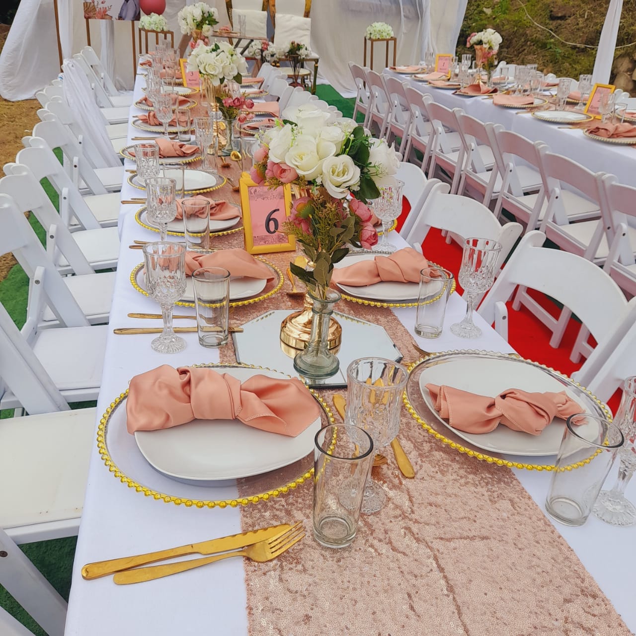 Catering table setup for a memorial gathering